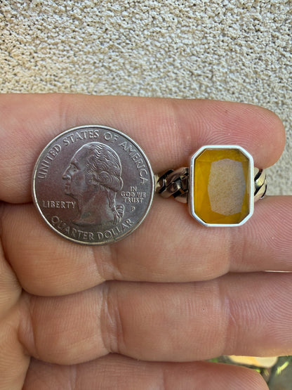 Havana Cuban Ring - 925 Silver - Genuine Yellow Sapphire Stone