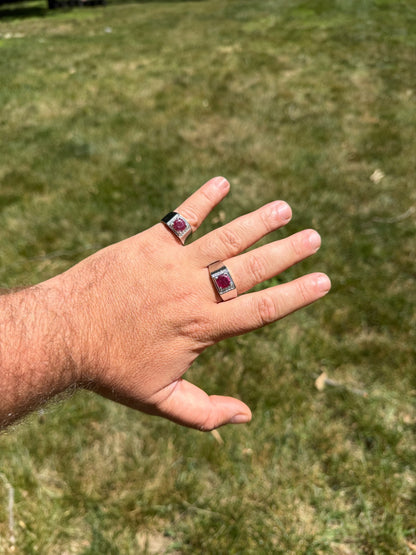 MOISSANITE Monarch Ring - 925 Silver - Genuine Red Ruby Stone
