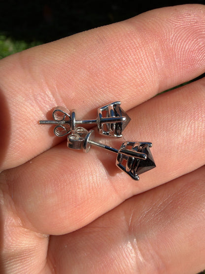 Black MOISSANITE Upside Down Reverse Set Stud Earrings - 925 Silver - 5mm-8mm - 1-4ct
