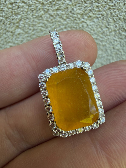 MOISSANITE Royalty Honey Pendant - 925 Silver - Genuine Yellow Sapphire Stone