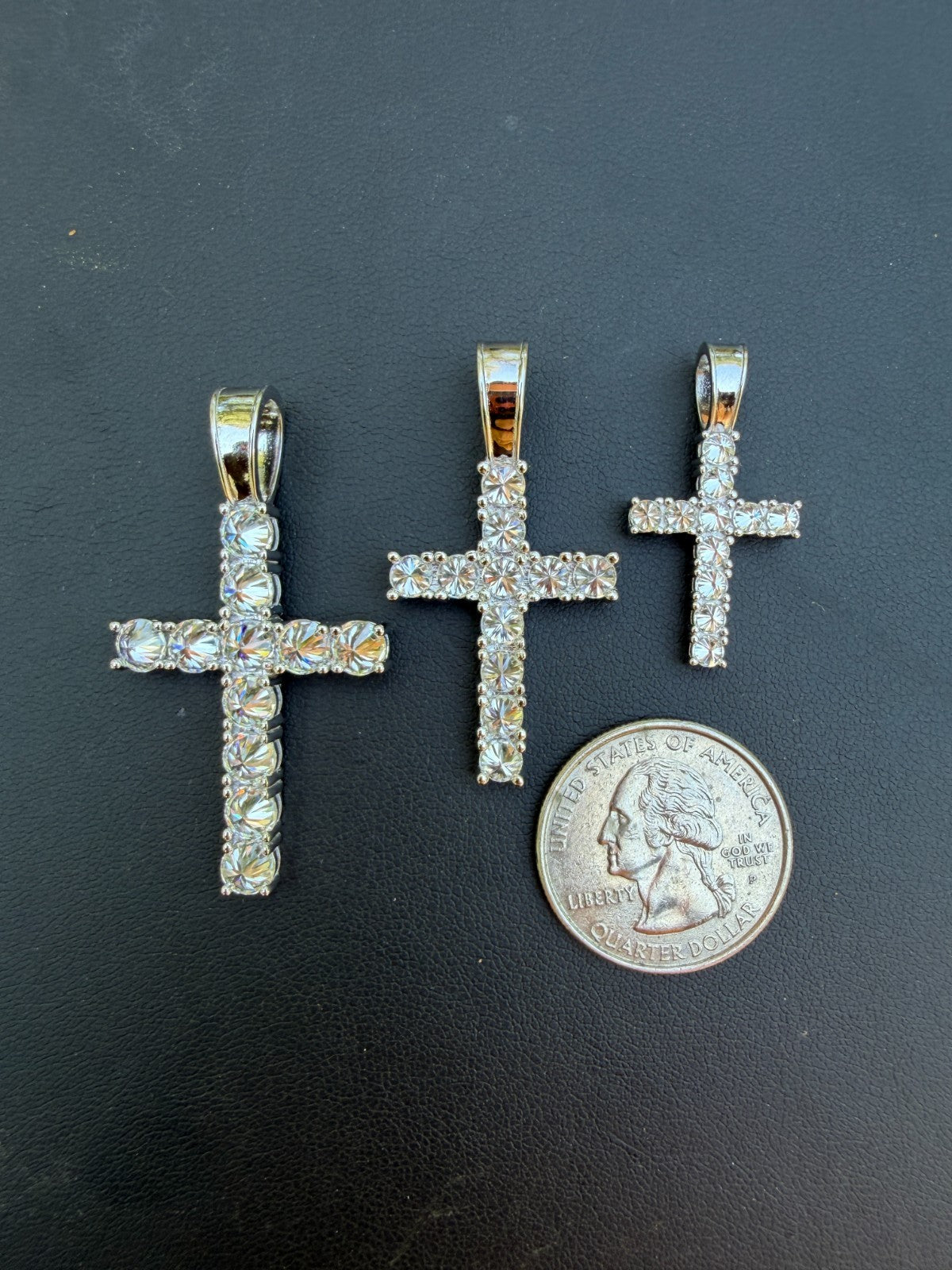 Real 925 Silver Cross Iced Pendant Upside Down Set Reverse MOISSANITE Necklace