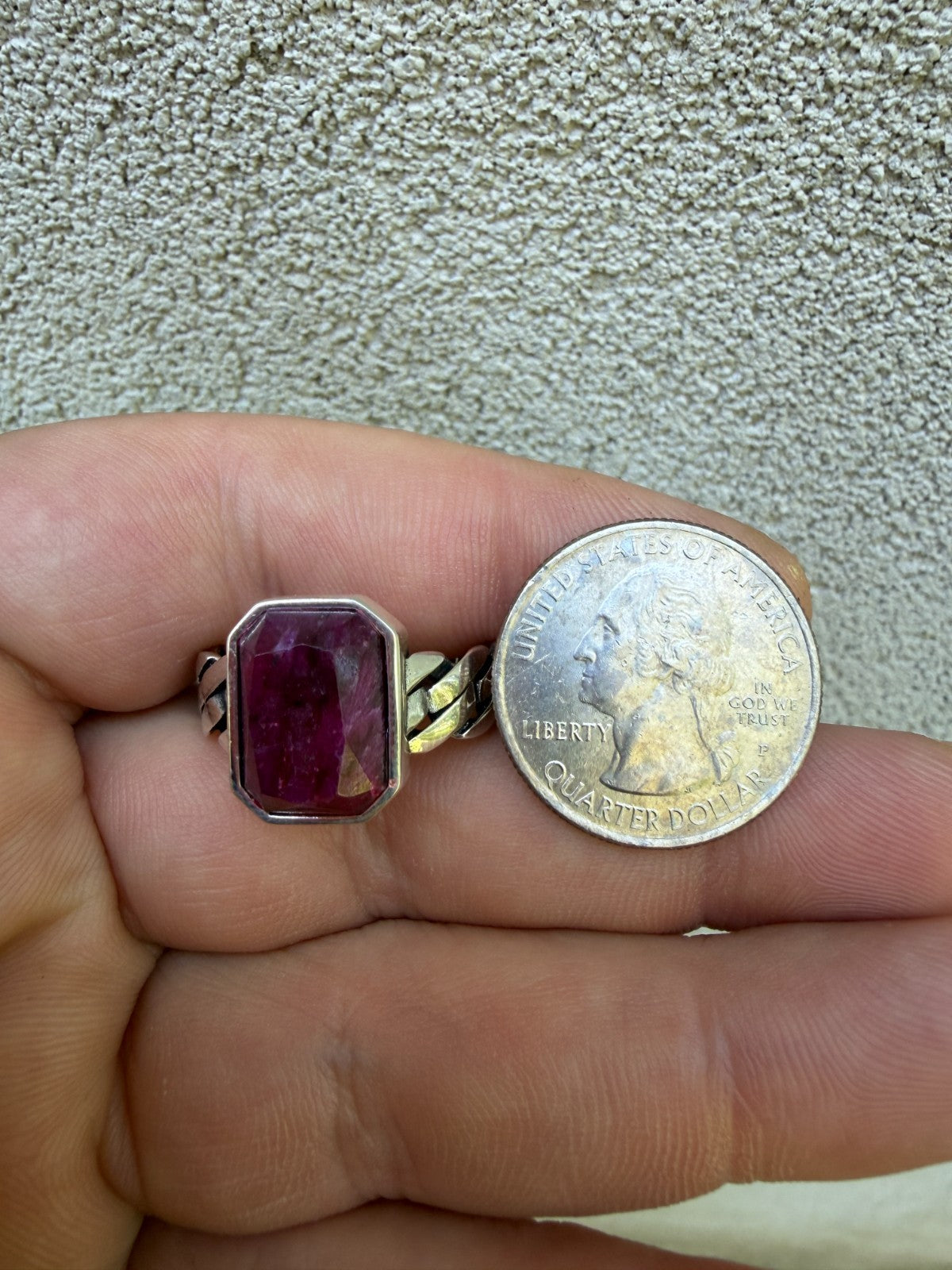 Havana Cuban Ring - 925 Silver - Genuine Red Ruby Stone