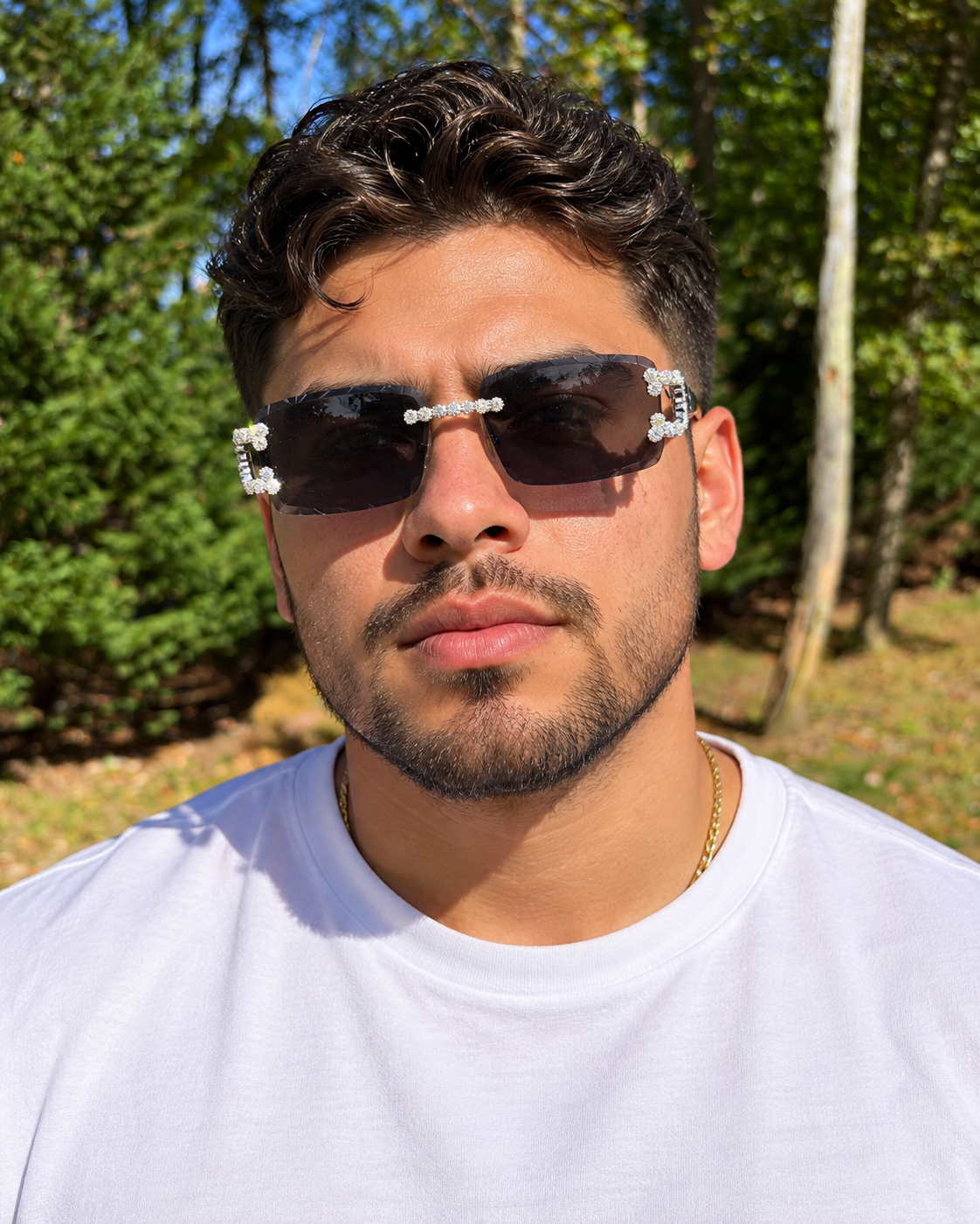 MOISSANITE Cluster Custom Iced Out Sunglasses - 925 Silver Buffs - Black