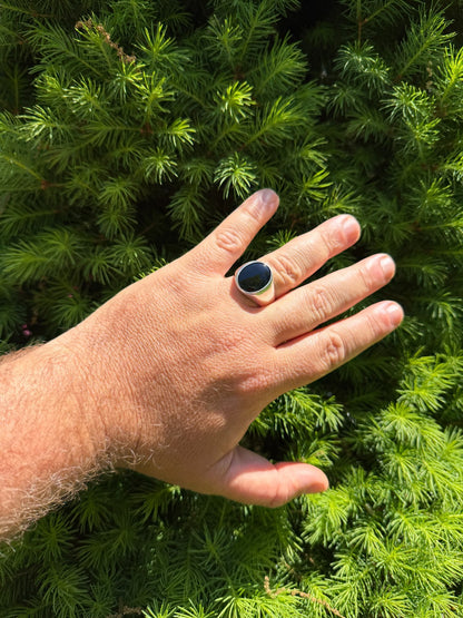Shadow Boss Ring - 925 Silver - Genuine Black Onyx Stone