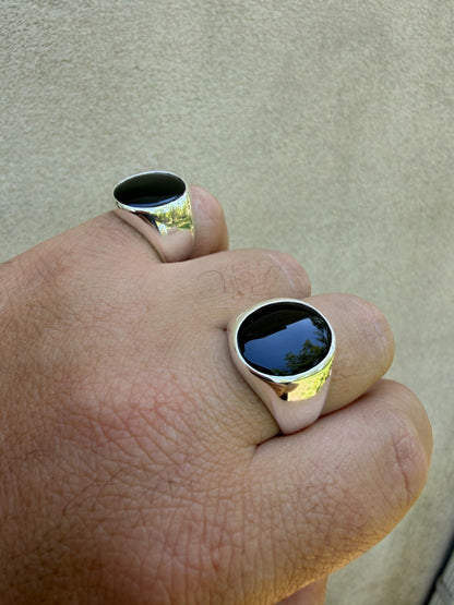 Shadow Boss Ring - 925 Silver - Genuine Black Onyx Stone