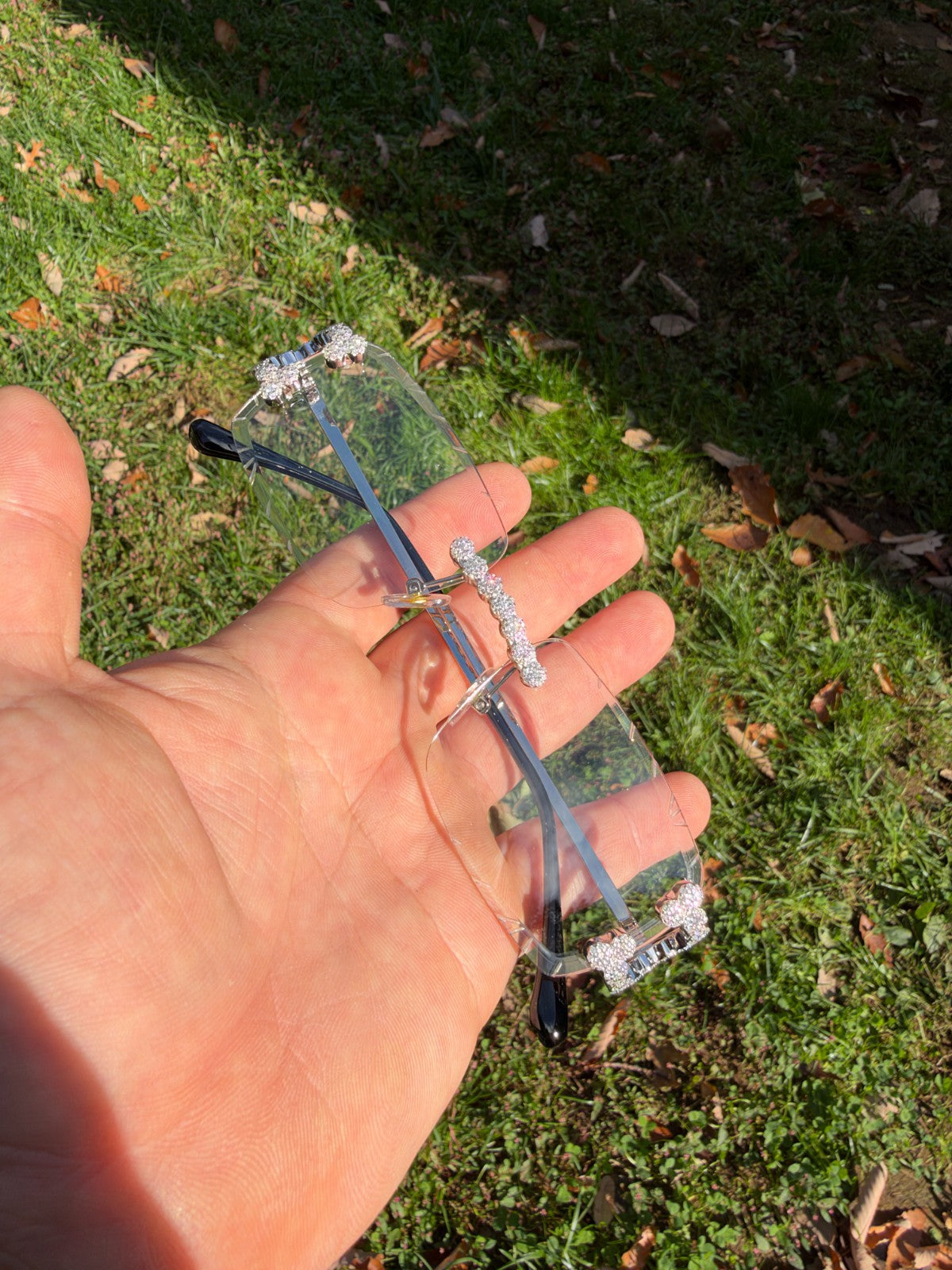 MOISSANITE Cluster Custom Iced Out Sunglasses - 925 Silver Buffs - Clear