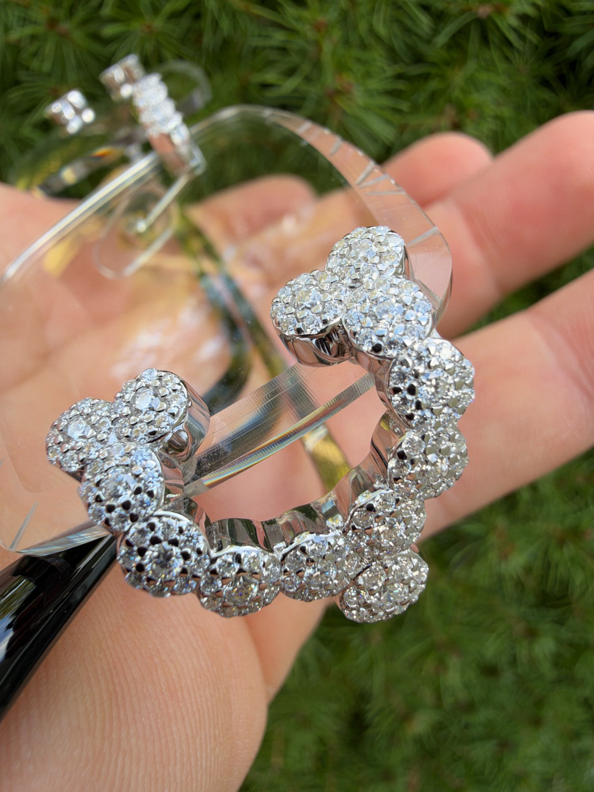 MOISSANITE Cluster Custom Iced Out Sunglasses - 925 Silver Buffs - Clear