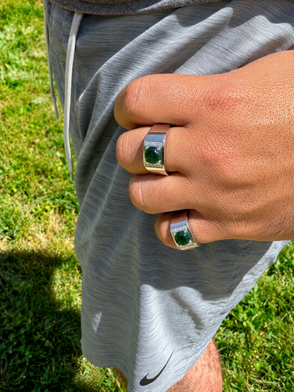 MOISSANITE Monarch Ring - 925 Silver - Genuine Green Emerald Stone