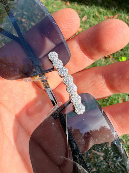 MOISSANITE Cluster Custom Iced Out Sunglasses - 925 Silver Buffs - Black