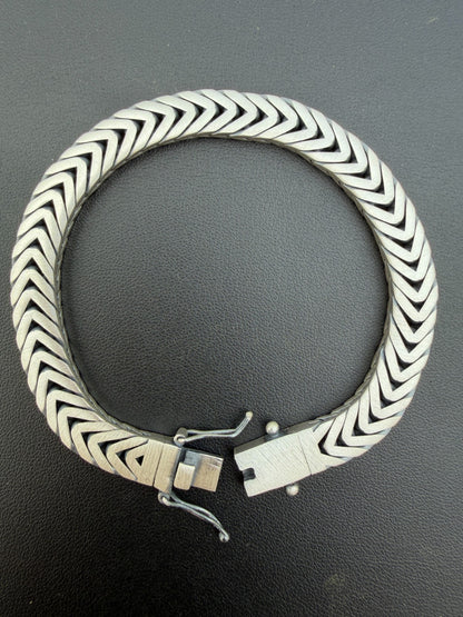 Custom 3 Link Miami Cuban Python Bracelet - Oxidized 925 Sterling Silver - 8.5" - 12mm