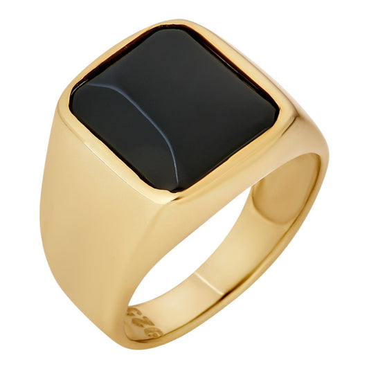 Midnight Don Ring - 14k Gold Vermeil 925 Silver - Genuine Black Onyx Stone