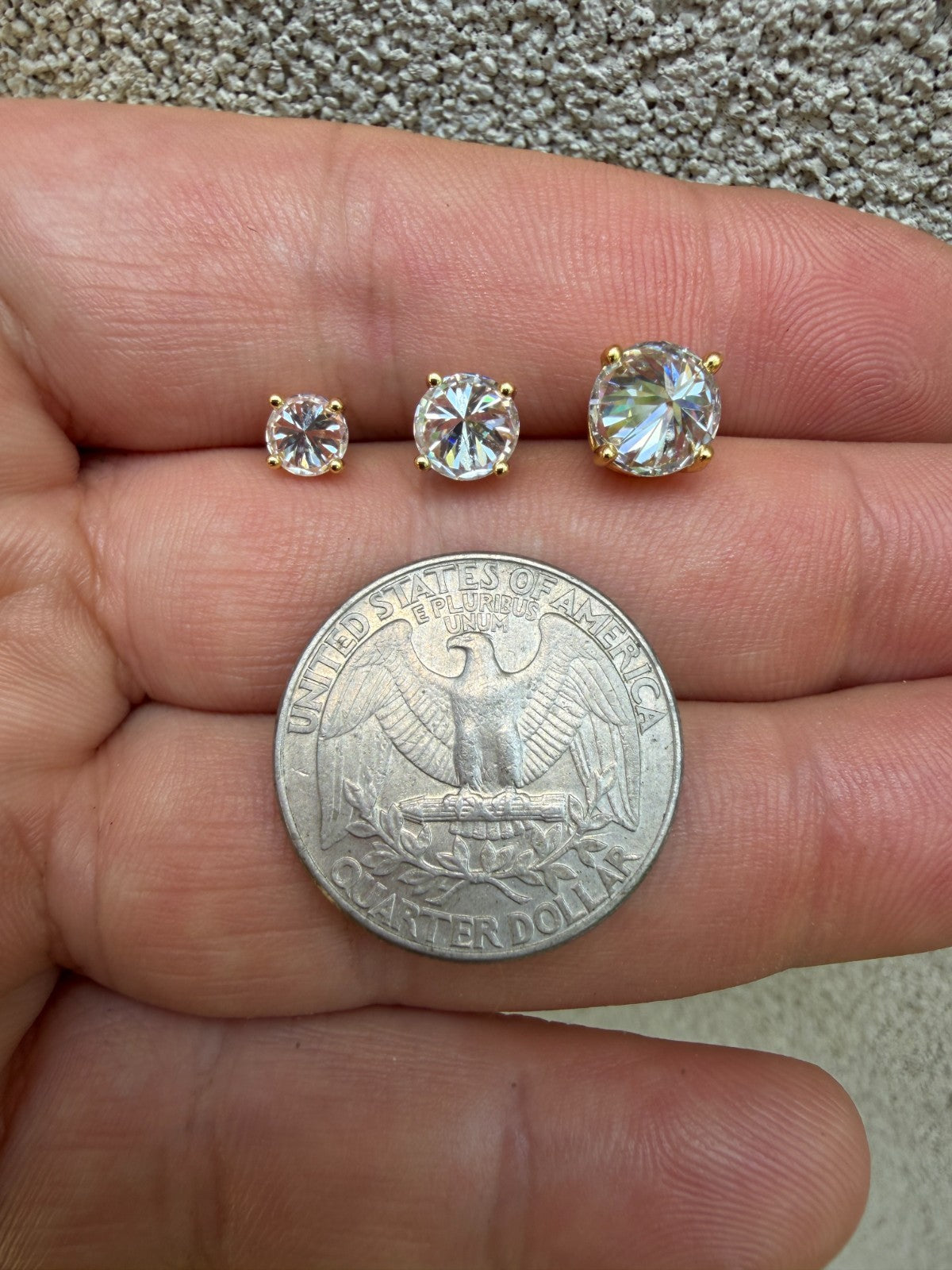 MOISSANITE Upside Down Reverse Set Pushback Stud Earrings - 14k Gold Vermeil 925 Silver - 5mm-8mm - 1-4ct