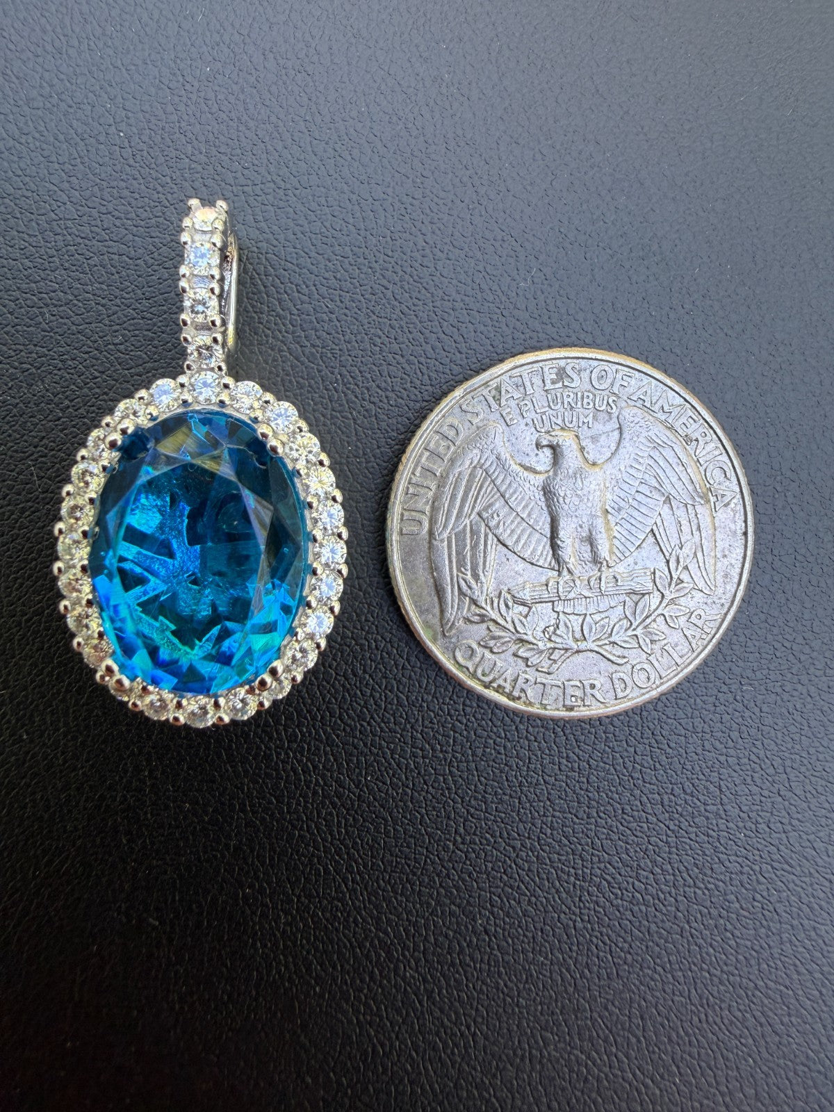 MOISSANITE Royalty Ocean Freeze Pendant - 925 Silver - Oval Lab Aquamarine Stone