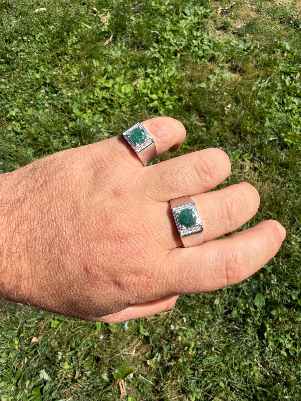 MOISSANITE Monarch Ring - 925 Silver - Genuine Green Emerald Stone