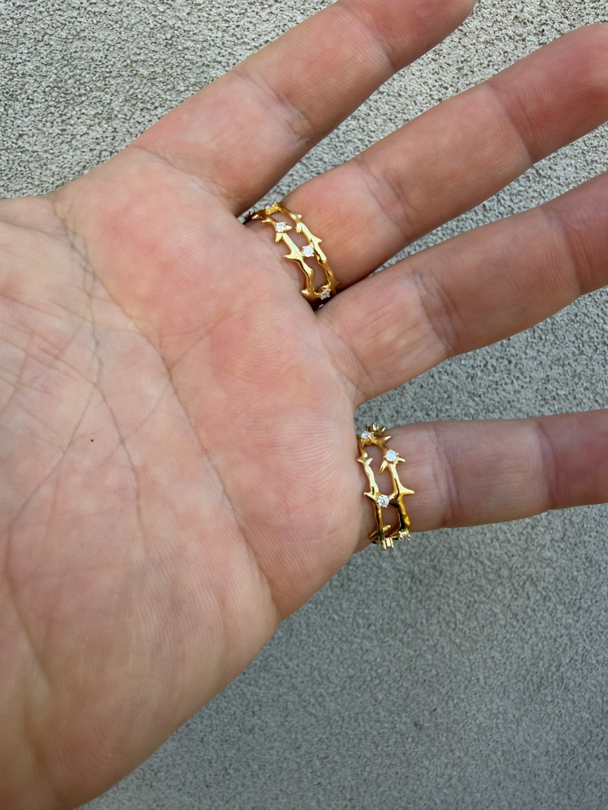 MOISSANITE Crown Of Thorns Eternity Band Ring - 14k Gold Vermeil 925 Silver