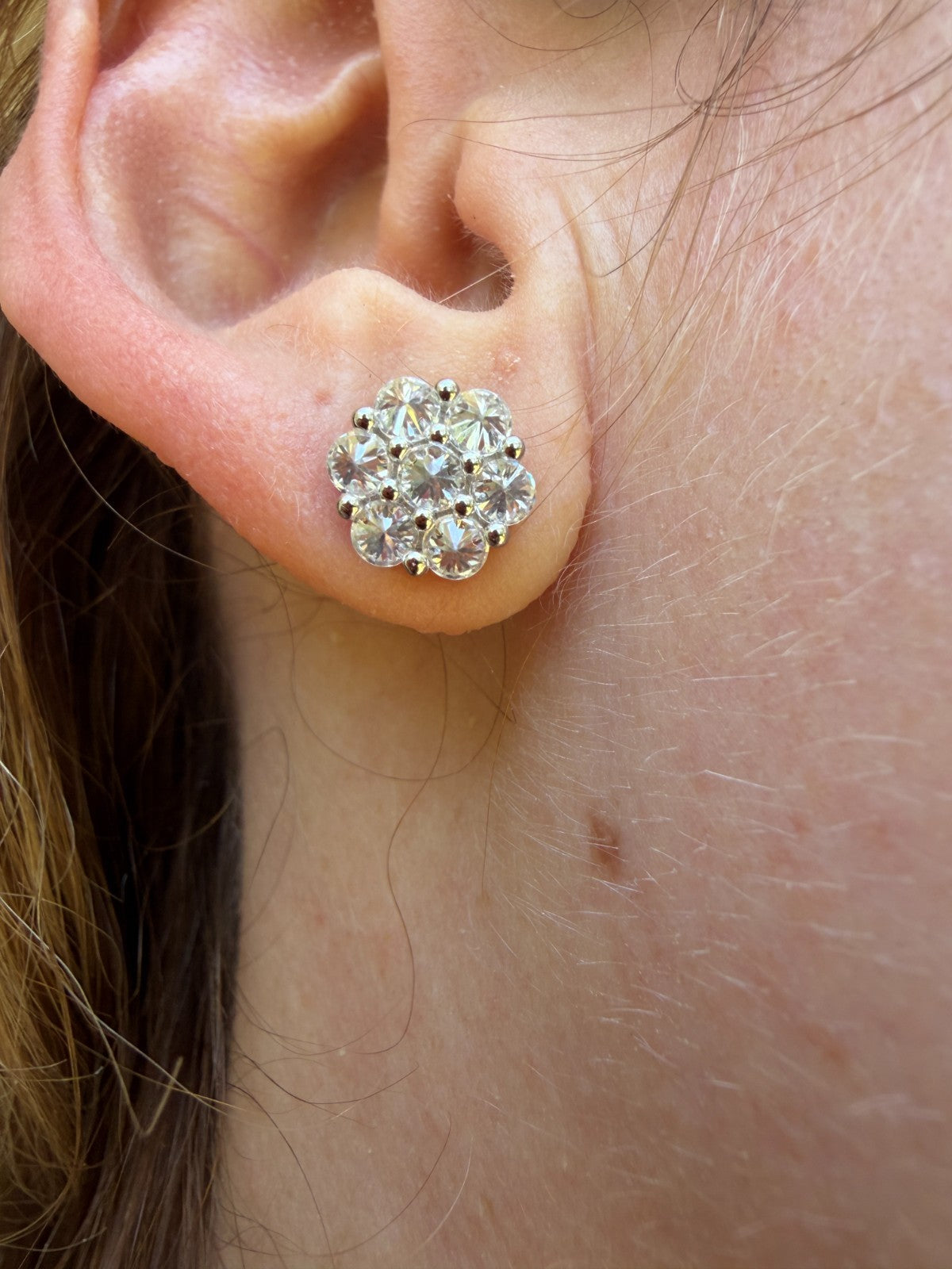 MOISSANITE Upside Down Reverse Set Cluster Iced Out Honeycomb Set Earrings - 925 Silver - 6mm -11mmm
