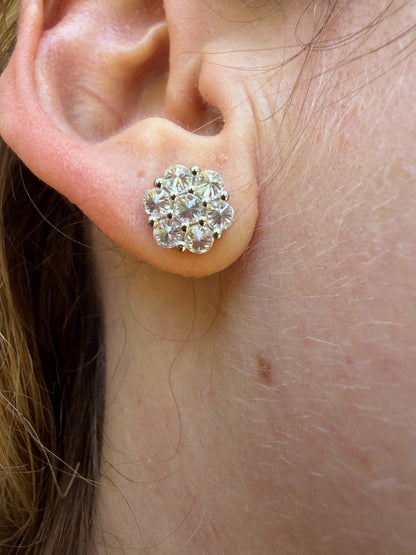 MOISSANITE Upside Down Reverse Set Cluster Iced Out Honeycomb Set Earrings - 925 Silver - 6mm -11mmm