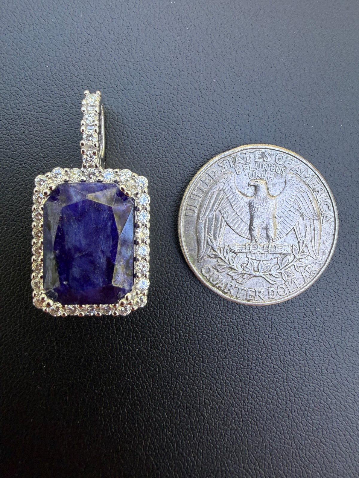 MOISSANITE Royalty Midnight Ocean Pendant - 925 Silver - Genuine Blue Sapphire Stone