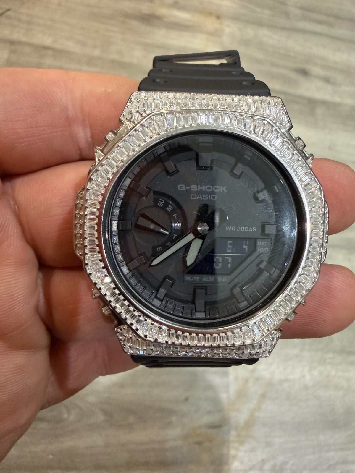 MOISSANITE Real 925 Silver Iced Baguette Casio G Shock GA-2100 Hip Hop Watch