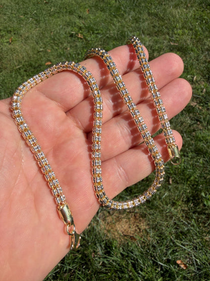 Ice Link Chain Necklace - 14k Gold Vermeil 925 Sterling Silver - 16"-30" - 4mm-5mm
