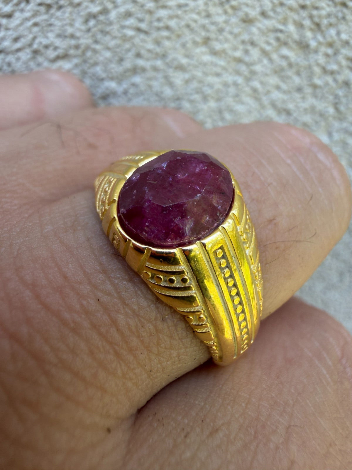 Royal Dynasty Ring - 14k Gold Vermeil 925 Silver - Genuine Red Ruby Stone