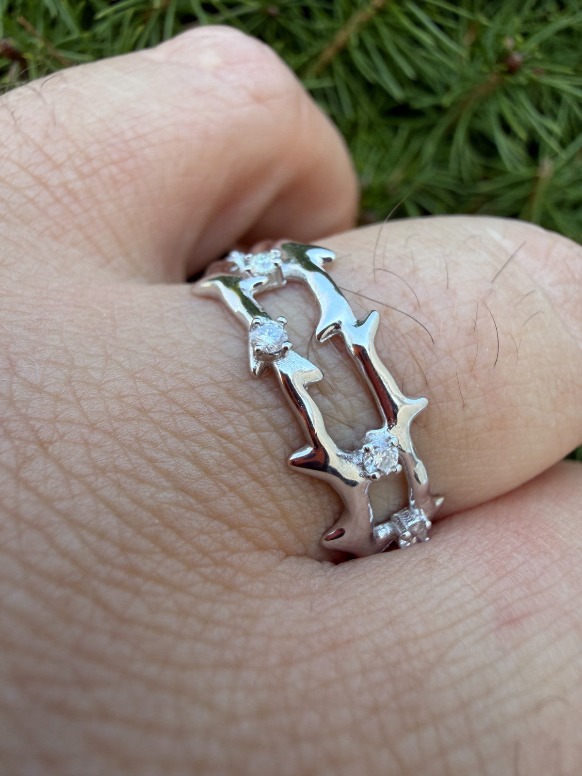 MOISSANITE Crown Of Thorns Eternity Band Ring - 925 Silver