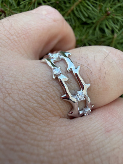 MOISSANITE Crown Of Thorns Eternity Band Ring - 925 Silver