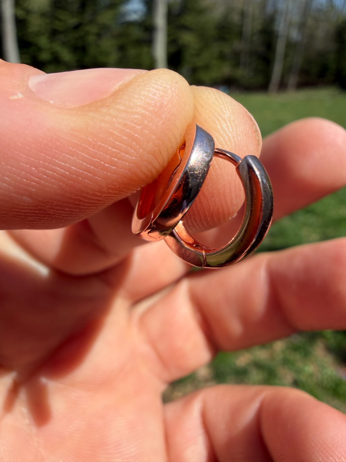 Plain Small Huggie Hoop Earrings - 14k Rose Gold Vermeil 925 Silver - 12.5mm