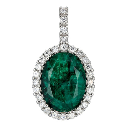 MOISSANITE Royalty Green Phantom Pendant - 925 Silver - Oval Green Emerald Stone