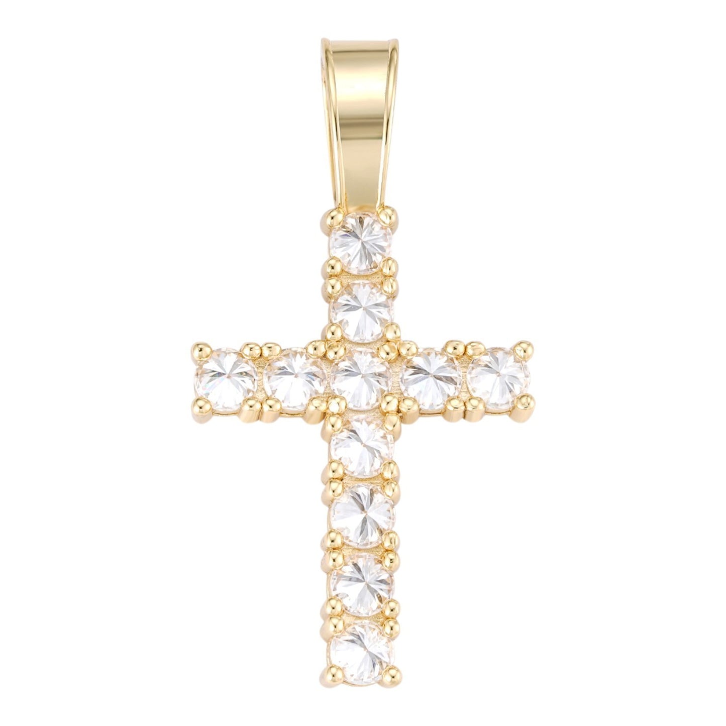 14k Gold Over 925 Silver Cross Iced Pendant Upside Down Set Reverse MOISSANITE