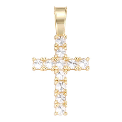 14k Gold Over 925 Silver Cross Iced Pendant Upside Down Set Reverse MOISSANITE