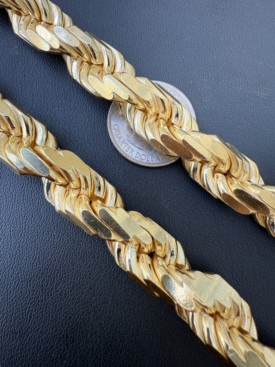 12.5mm Men's Handmade Rope Chain Necklace ITALY 14k Gold Over Real 925 Silver Imported from eBay HarlemBling