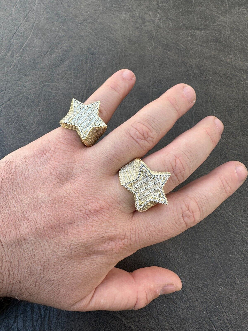 Baguette Rap Star Ring - 14k Gold Vermeil 925 Silver - CZ Stones