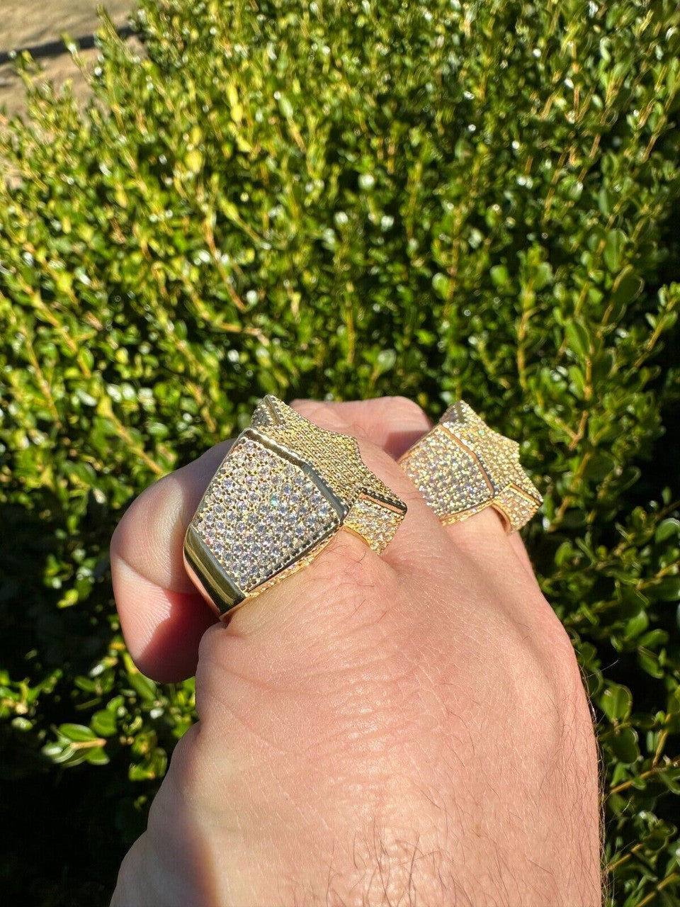 Baguette Rap Star Ring - 14k Gold Vermeil 925 Silver - CZ Stones