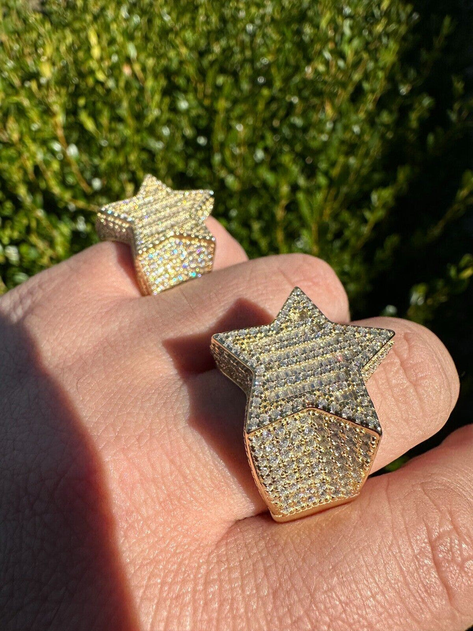 Baguette Rap Star Ring - 14k Gold Vermeil 925 Silver - CZ Stones