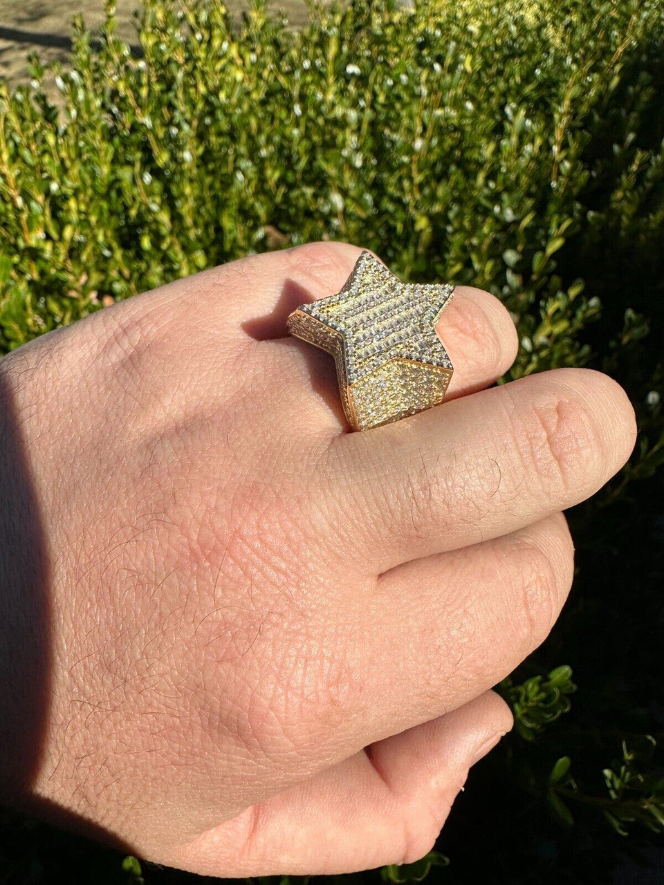 Baguette Rap Star Ring - 14k Gold Vermeil 925 Silver - CZ Stones