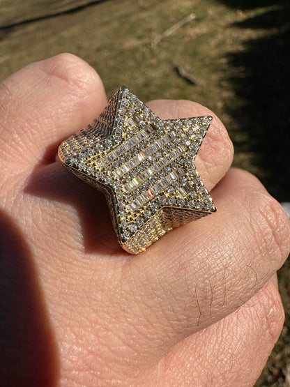 Baguette Rap Star Ring - 14k Gold Vermeil 925 Silver - CZ Stones