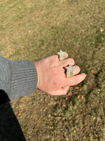 Baguette Rap Star Ring - 14k Gold Vermeil 925 Silver - CZ Stones