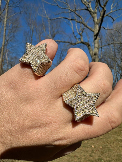 Baguette Rap Star Ring - 14k Gold Vermeil 925 Silver - CZ Stones