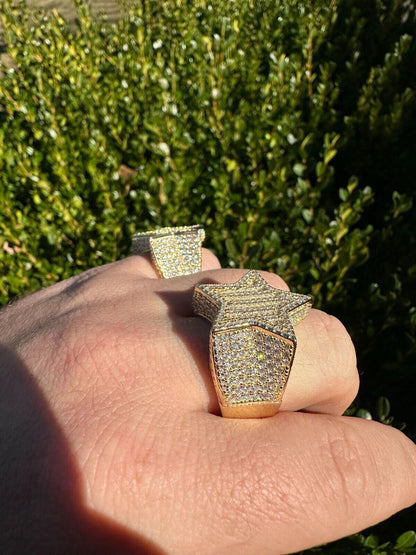 Baguette Rap Star Ring - 14k Gold Vermeil 925 Silver - CZ Stones