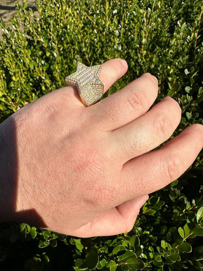 Baguette Rap Star Ring - 14k Gold Vermeil 925 Silver - CZ Stones