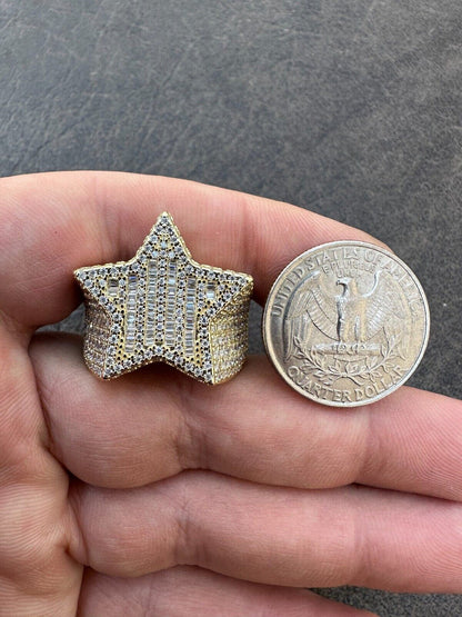 Baguette Rap Star Ring - 14k Gold Vermeil 925 Silver - CZ Stones