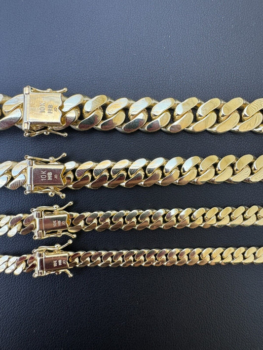 HANDMADE Tight Link Miami Cuban Link Chain Or Bracelet Necklace - 10k Yellow Gold - 7"-28" - 5mm-10mm