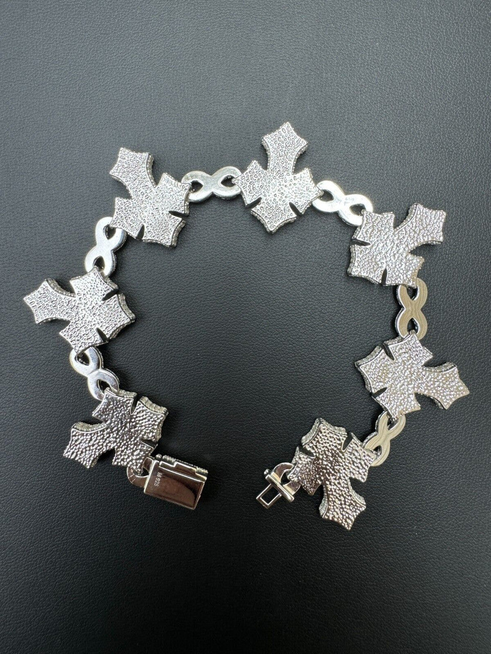 MOISSANITE Eternity 3D Cross Link Bracelet Iced Out - 925 Silver - 24mm - 7.25"-9.25"