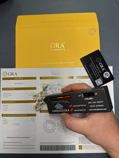 MOISSANITE Baguette Gothic Cross & Praying Hands Pendant - 14k Gold Vermeil 925 Silver - 3 Sizes 1.5"-2.75"