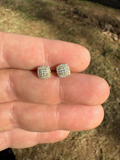 MOISSANITE MC Iced Out Earrings - 14k Gold Vermeil 925 Silver - 6.5mm