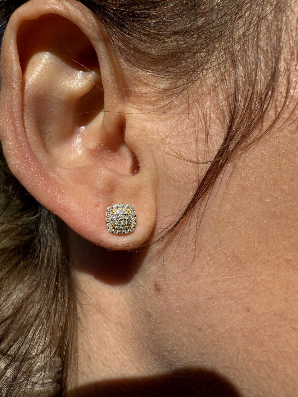 MOISSANITE MC Iced Out Earrings - 14k Gold Vermeil 925 Silver - 6.5mm