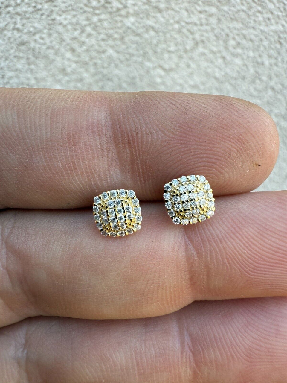 MOISSANITE MC Iced Out Earrings - 14k Gold Vermeil 925 Silver - 6.5mm
