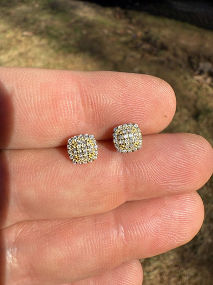 MOISSANITE MC Iced Out Earrings - 14k Gold Vermeil 925 Silver - 6.5mm