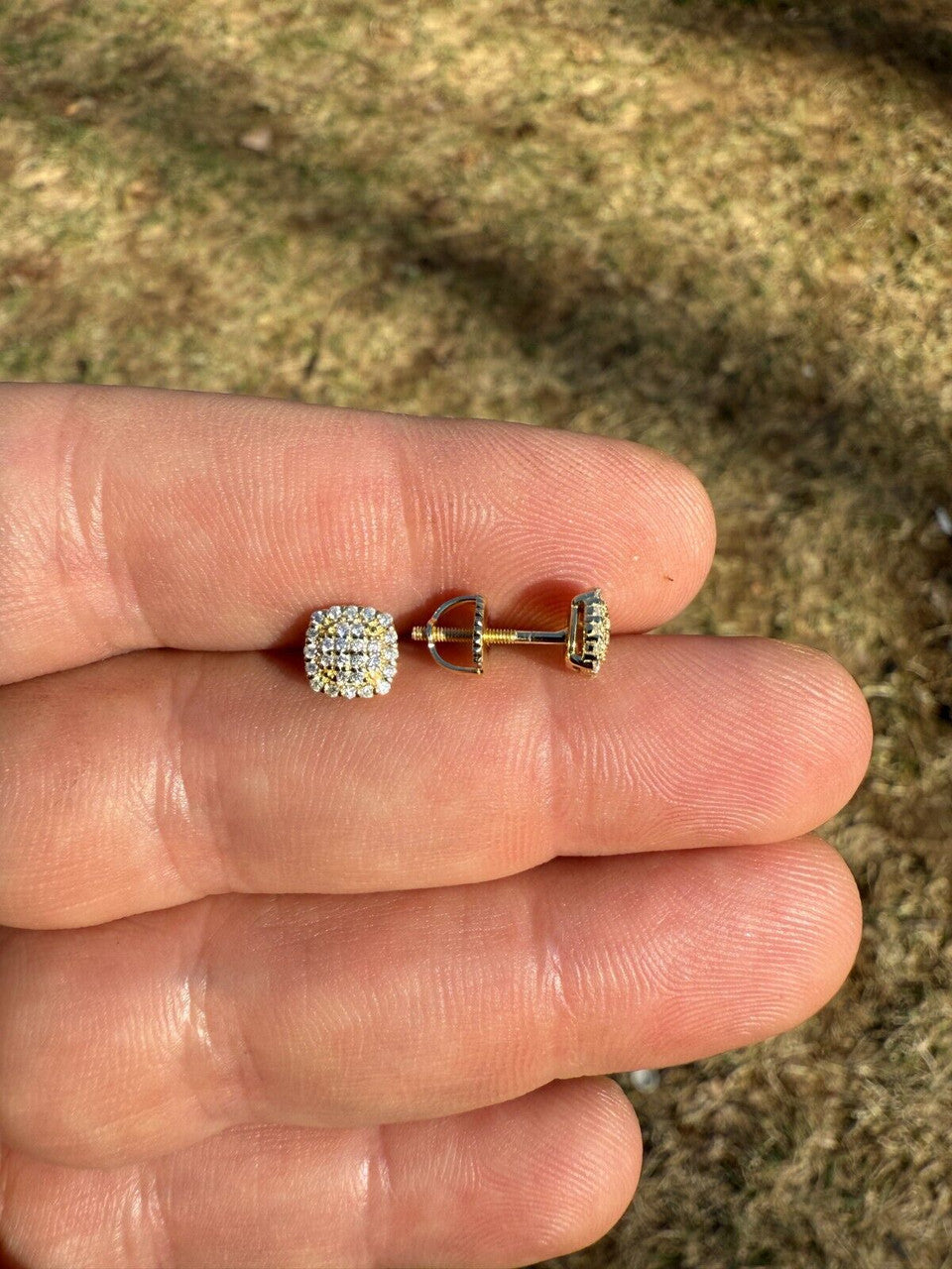 MOISSANITE MC Iced Out Earrings - 14k Gold Vermeil 925 Silver - 6.5mm